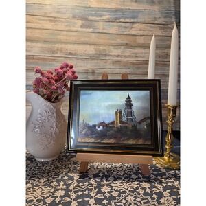 Vintage Lighthouse Foil Art Print of Whitefish Point on Lake Superior MI